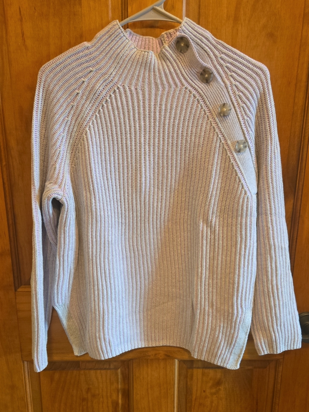 Women's GAP Crewneck Button-Shoulder Sweater - Light Lavender